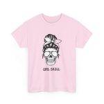 Girl Skull Pink Color T-Shirt For Women Heavy Cotton Tee