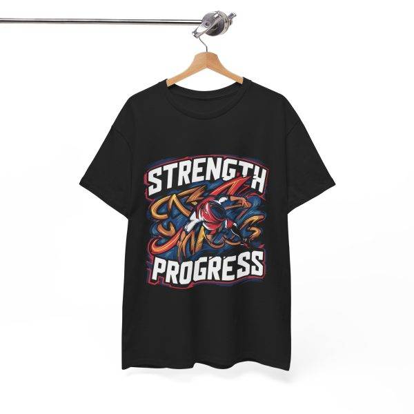 Strength Progress Black Color T-Shirt For Unisex Heavy Cotton Tee