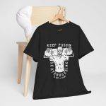 KEEP PUSHING SKATEBOARDING Black Color T-Shirt For Unisex Heavy Cotton Tee