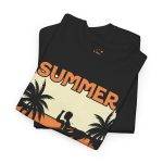 Summer Beach Unisex Heavy Cotton Tee - Relaxed Fit, Tropical Vibe, Perfect for Vacation