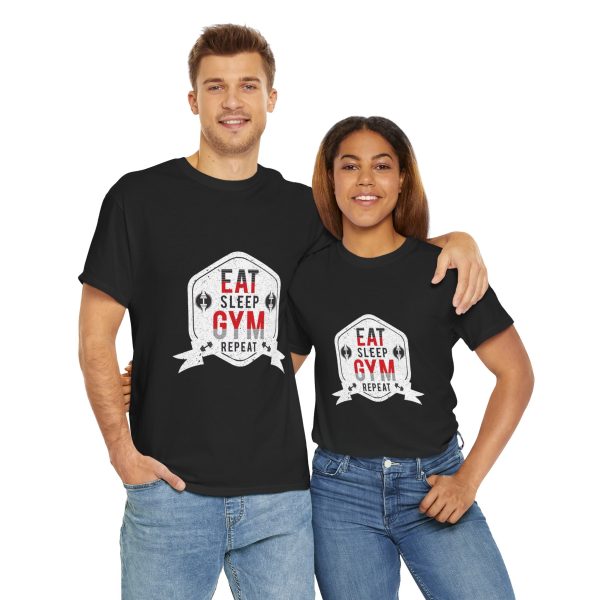 Eat Sleep Gym Repeat Unisex Heavy Cotton Tee - Motivational Workout Shirt