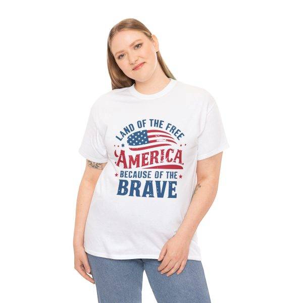 Unisex Heavy Cotton Tee - 'Land of the Free, America Because of the Brave'