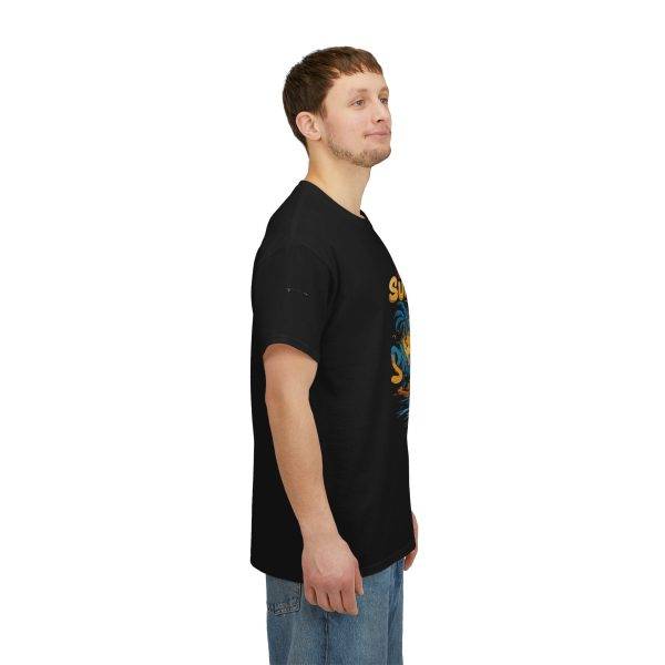 Summer Vibe Unisex Heavy Cotton Tee - Surfing Skeleton Graphic T-Shirt