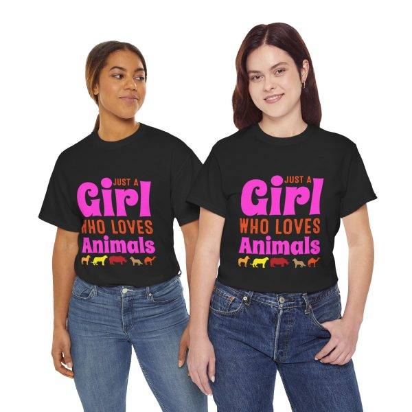 Just A Girl Who Loves Animals Black Color T-Shirt For Women Heavy Cotton Tee