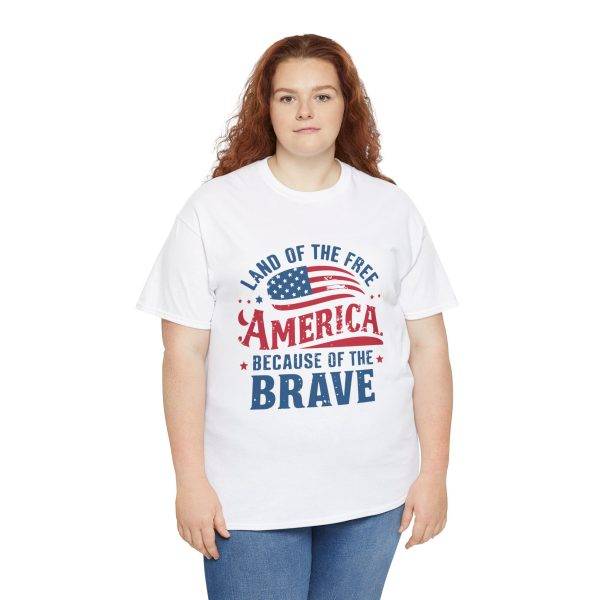 Unisex Heavy Cotton Tee - 'Land of the Free, America Because of the Brave'