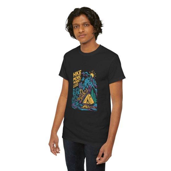 Hike More Worry Less Unisex Heavy Cotton Tee - Adventure Graphic T-Shirt