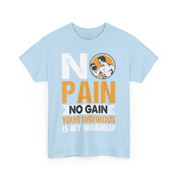 Gym No Pain No Gain Light Blue Color T-Shirt For Unisex Heavy Cotton Tee