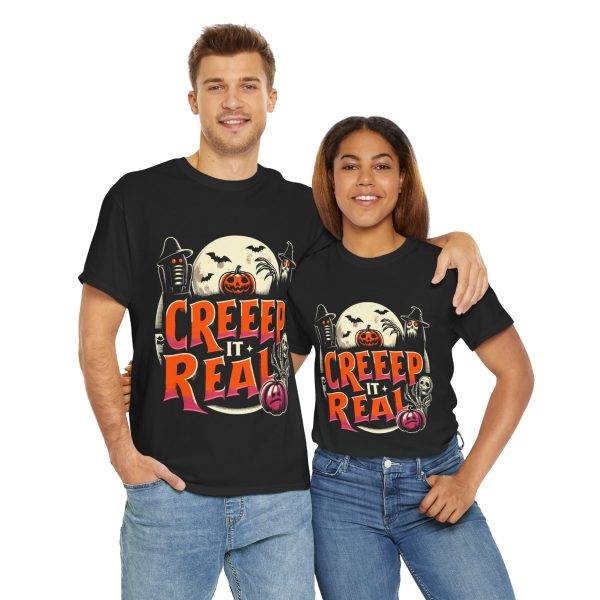 Halloween Creeep It Real Black Color T-Shirt For Unisex Heavy Cotton Tee