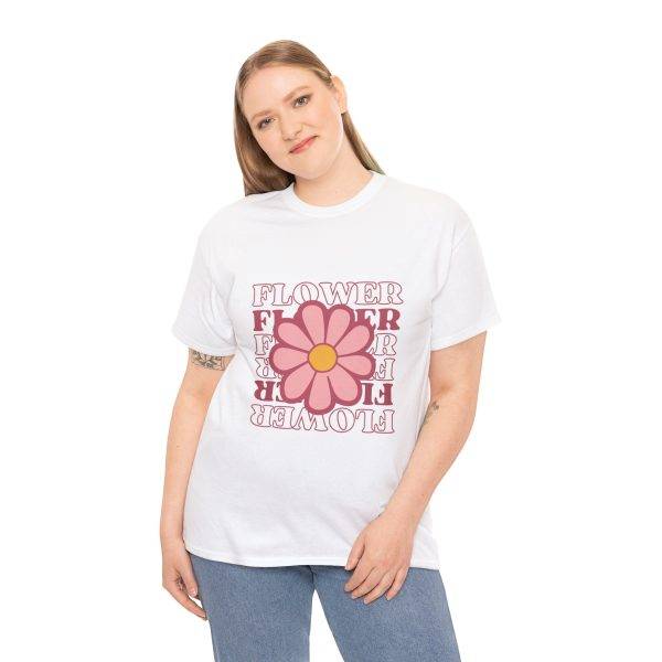Flower White Color T-Shirt for Women Heavy Cotton Tee