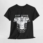 KEEP PUSHING SKATEBOARDING Black Color T-Shirt For Unisex Heavy Cotton Tee