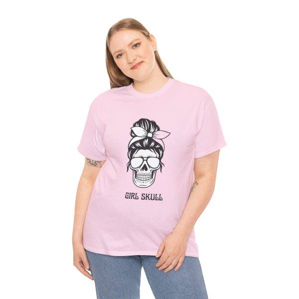 Girl Skull Pink Color T-Shirt For Women Heavy Cotton Tee