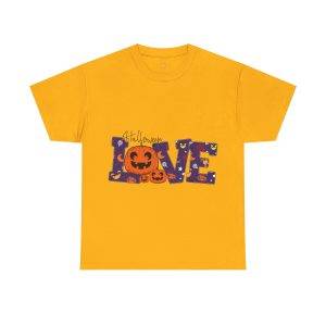 Love Halloween Gold Color T-Shirt For Unisex Heavy Cotton Tee