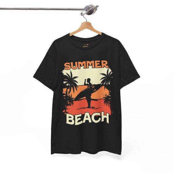 Summer Beach Unisex Heavy Cotton Tee - Relaxed Fit, Tropical Vibe, Perfect for Vacation