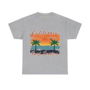 California Surf Session Gray Color T-Shirt For Unisex Heavy Cotton Tee