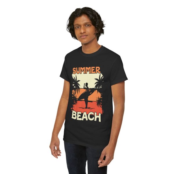 Summer Beach Unisex Heavy Cotton Tee - Relaxed Fit, Tropical Vibe, Perfect for Vacation