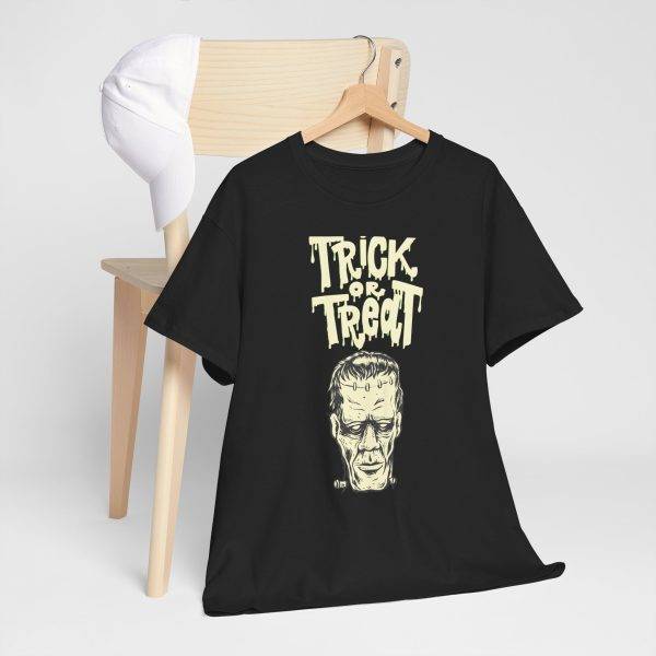 Halloween Frankenstein Trick Or Treat Black Color T-Shirt For Men Heavy Cotton Tee