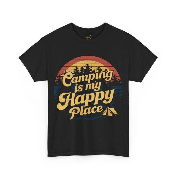 Camping is my Happy Place Black Color T-Shirt For Unisex Heavy Cotton Tee