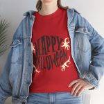 Happy Halloween Red Color T-Shirt For Unisex Heavy Cotton Tee Happy Halloween Red Color T-Shirt For Unisex Heavy Cotton Tee