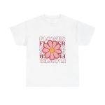 Flower White Color T-Shirt for Women Heavy Cotton Tee
