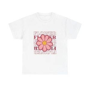 Flower White Color T-Shirt for Women Heavy Cotton Tee