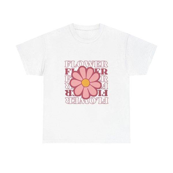 Flower White Color T-Shirt for Women Heavy Cotton Tee