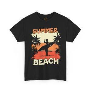 Summer Beach Unisex Heavy Cotton Tee - Relaxed Fit, Tropical Vibe, Perfect for Vacation