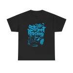 Street Racing Black Color T-Shirt For Men Heavy Cotton Tee