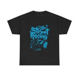 Street Racing Black Color T-Shirt For Men Heavy Cotton Tee