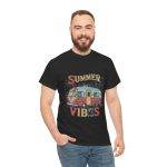Summer Vibes Black Color T-Shirt For Unisex Heavy Cotton Tee