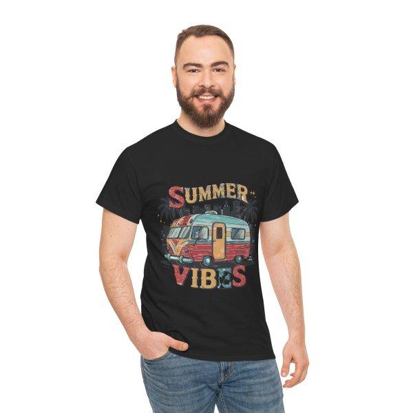 Summer Vibes Black Color T-Shirt For Unisex Heavy Cotton Tee