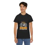 Biking Black Color T-Shirt For Unisex Heavy Cotton Tee