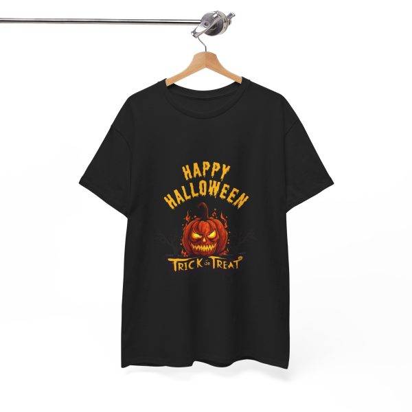 Happy Halloween Trick or Treat Black Color T-Shirt For Unisex Heavy Cotton Tee
