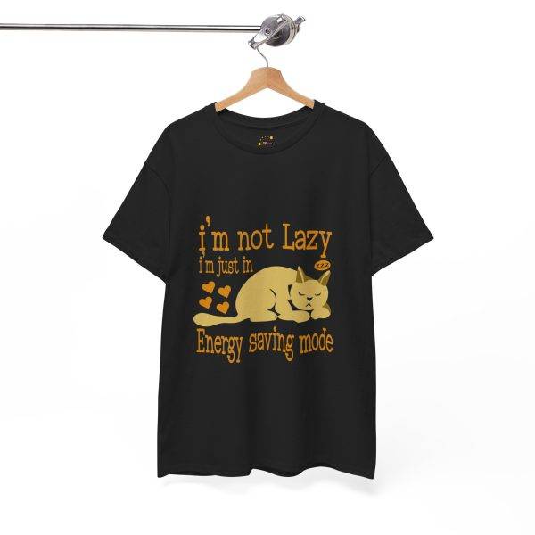 Funny Cat Energy Saving Mode Tee - Unisex Heavy Cotton T-Shirt