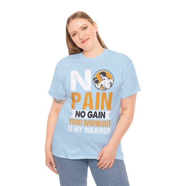 Gym No Pain No Gain Light Blue Color T-Shirt For Unisex Heavy Cotton Tee