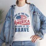 Unisex Heavy Cotton Tee - 'Land of the Free, America Because of the Brave'
