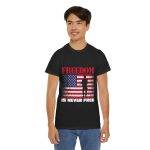 Freedom US Flag Black Color T-Shirt For Unisex Heavy Cotton Tee