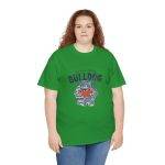 Bulldog Green Color T-Shirt For Unisex Heavy Cotton Tee