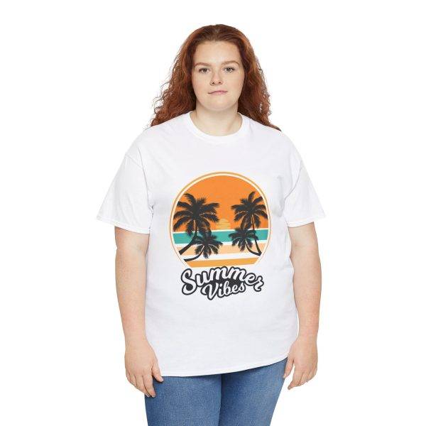 Summer Vibes White Color T-Shirt for Unisex Heavy Cotton Tee