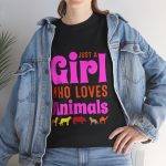 Just A Girl Who Loves Animals Black Color T-Shirt For Women Heavy Cotton Tee