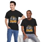 Biking Black Color T-Shirt For Unisex Heavy Cotton Tee