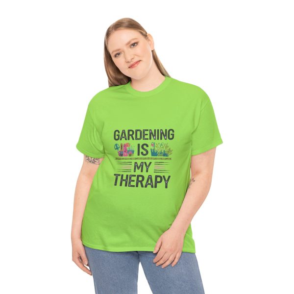 Gardening is My Therapy Unisex Heavy Cotton Tee - Vibrant Green T-Shirt for Plant Lovers