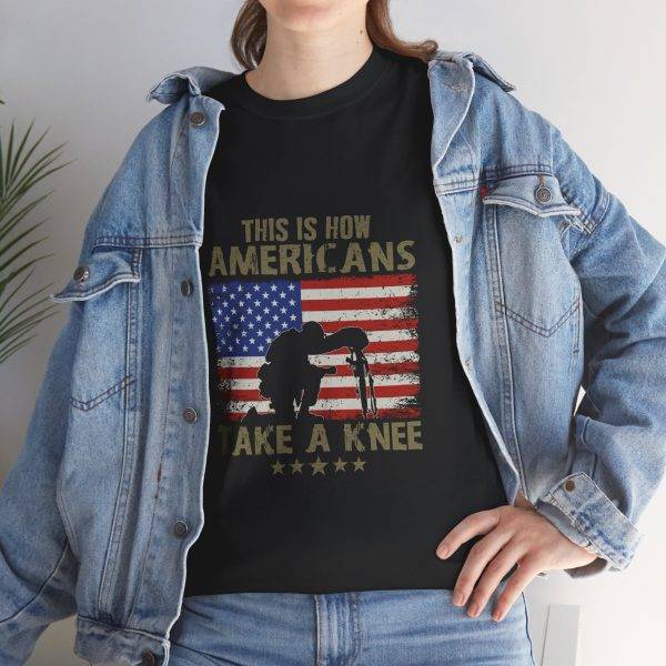 US Army With Flag Black Color T-Shirt For Unisex Heavy Cotton Tee
