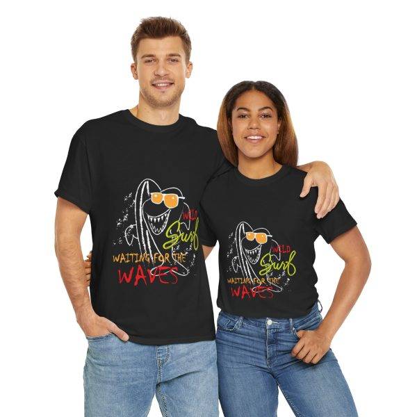WILD  WAITING FOR THE WAVES Black Color T-Shirt For Unisex Heavy Cotton Tee