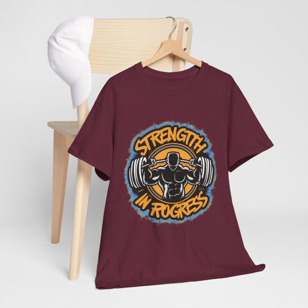 Strength In Progress Maroon Color T-Shirt For Unisex Heavy Cotton Tee