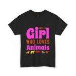 Just A Girl Who Loves Animals Black Color T-Shirt For Women Heavy Cotton Tee