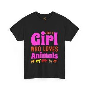 Just A Girl Who Loves Animals Black Color T-Shirt For Women Heavy Cotton Tee