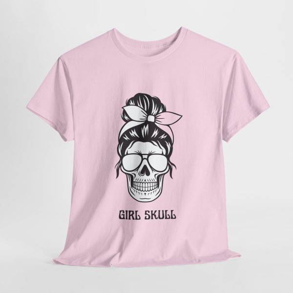 Girl Skull Pink Color T-Shirt For Women Heavy Cotton Tee