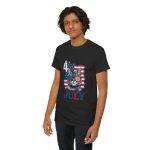 Patriotic Cat Unisex Heavy Cotton Tee - 4th of July American Flag Shirt