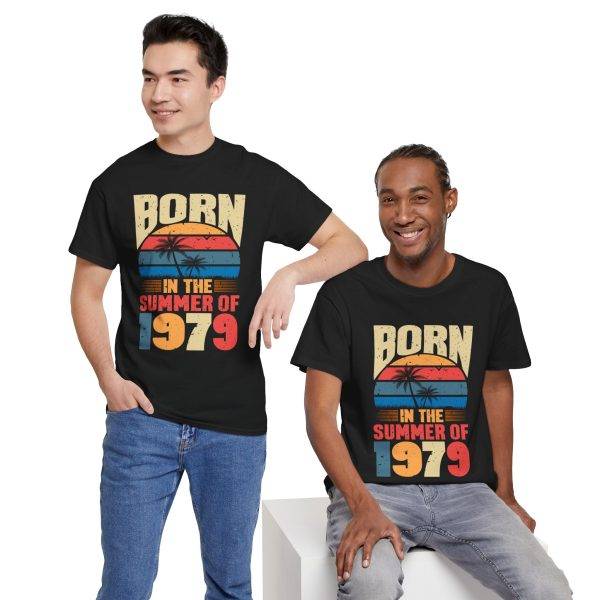 Born in the Summer of 1979 Unisex Heavy Cotton Tee - Retro Vibes T-Shirt Born in the Summer of 1979 Unisex Heavy Cotton Tee - Retro Vibes T-Shirt