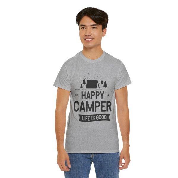 Happy Camper Unisex Heavy Cotton Tee - Life is Good Outdoor Shirt